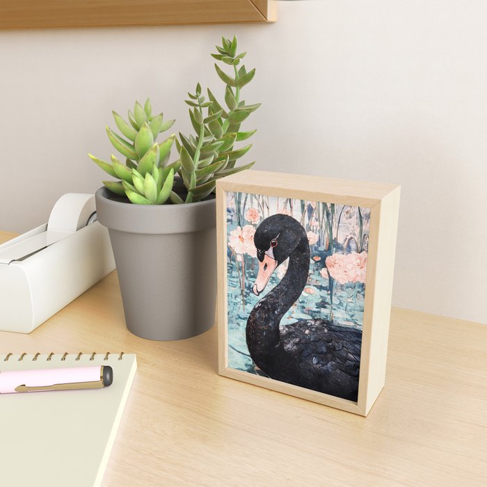 Black Swan Watercolor Mini Art Print Gallery Image 2