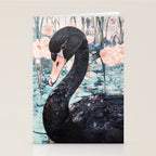 Black Swan Watercolor Stationery Card Gallery Image 2