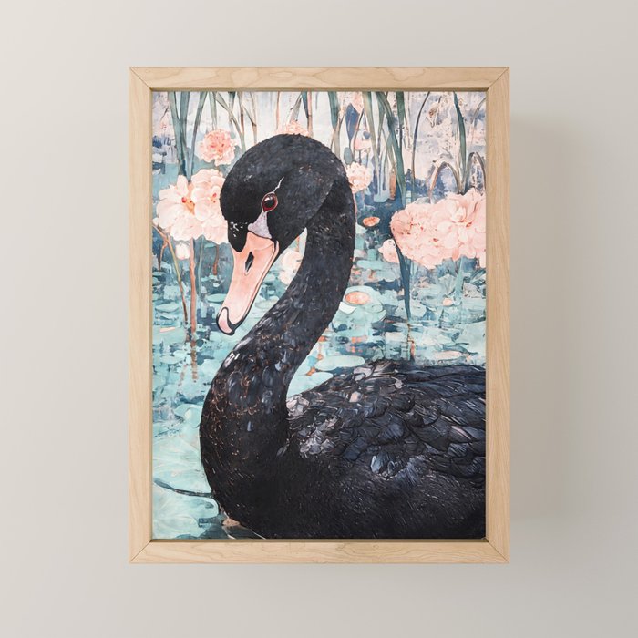 Black Swan Watercolor Mini Art Print Gallery Image 1