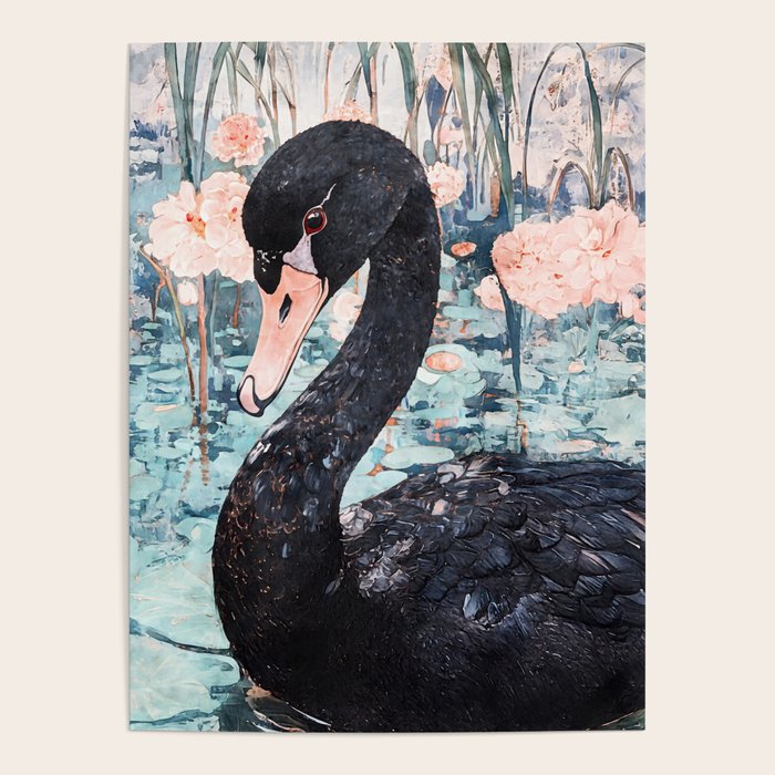 Black Swan Watercolor Poster Gallery Image 4