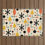 Retro Atomic Abstract Geometric Starburst Pattern Outdoor Rug Gallery Image 1