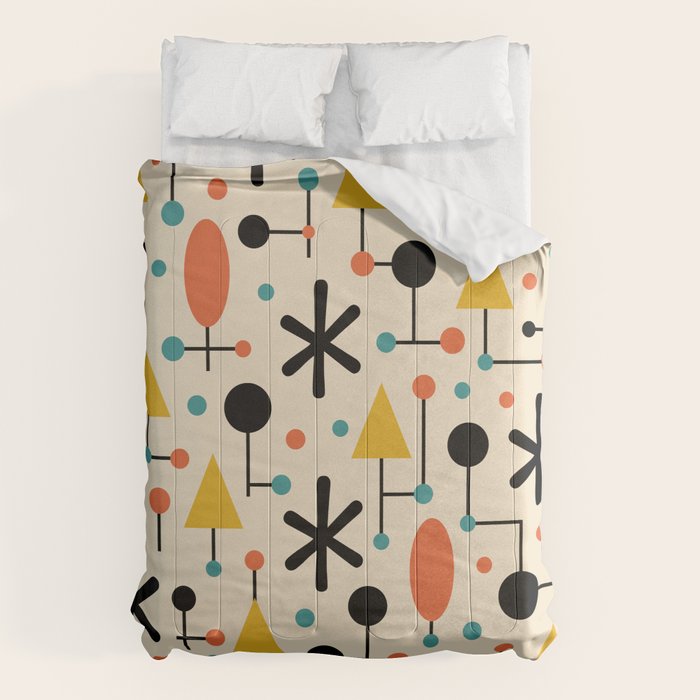 Retro Atomic Abstract Geometric Starburst Pattern Comforter Gallery Image 6
