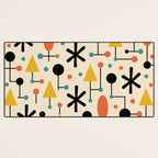 Retro Atomic Abstract Geometric Starburst Pattern Desk Mat Gallery Image 3