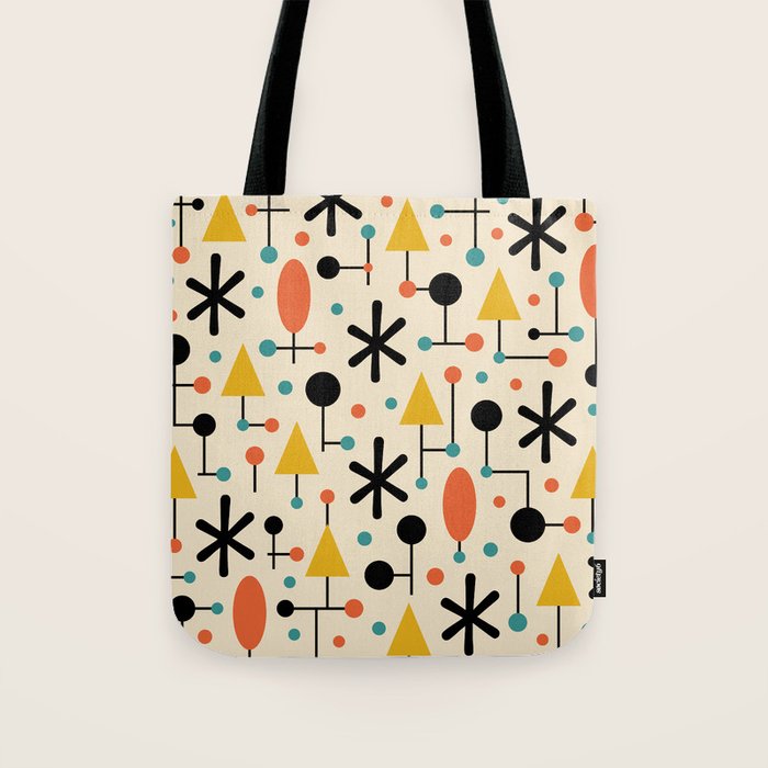 Retro Atomic Abstract Geometric Starburst Pattern Tote Bag Gallery Image 1