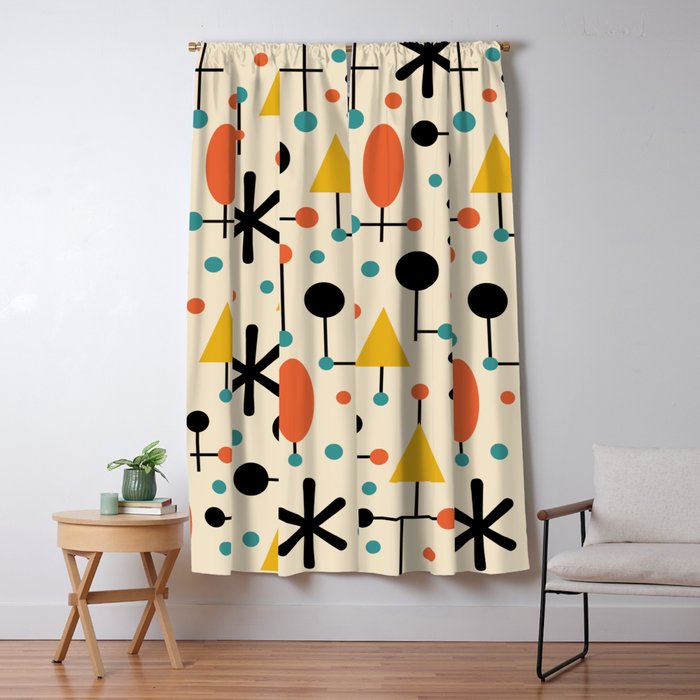 Retro Atomic Abstract Geometric Starburst Pattern Window Curtain Gallery Image 1