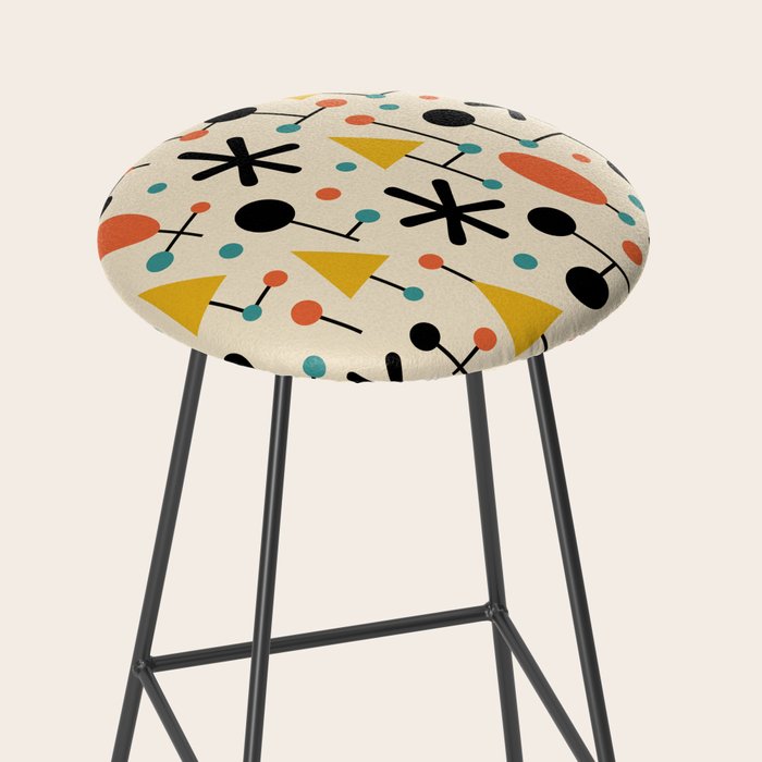 Retro Atomic Abstract Geometric Starburst Pattern Stool Gallery Image 2