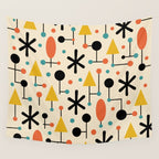 Retro Atomic Abstract Geometric Starburst Pattern Wall Tapestry Gallery Image 4