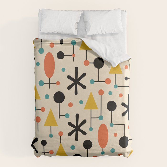 Retro Atomic Abstract Geometric Starburst Pattern Duvet Cover Gallery Image 6