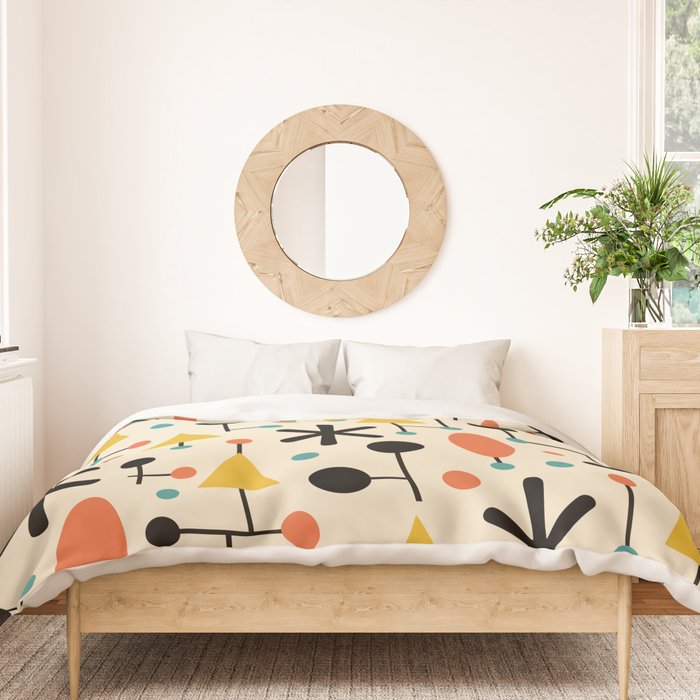 Retro Atomic Abstract Geometric Starburst Pattern Duvet Cover Gallery Image 3