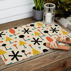 Retro Atomic Abstract Geometric Starburst Pattern Outdoor Rug Gallery Image 2