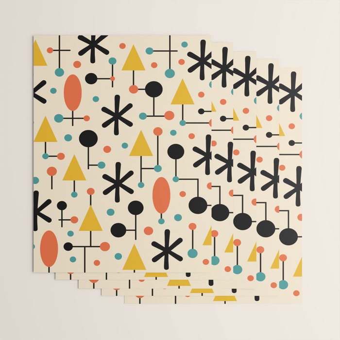 Retro Atomic Abstract Geometric Starburst Pattern Wrapping Paper Gallery Image 3