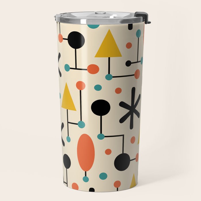 Retro Atomic Abstract Geometric Starburst Pattern Travel Mug Gallery Image 2