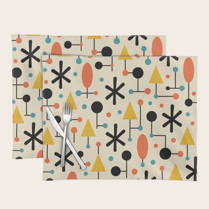 Retro Atomic Abstract Geometric Starburst Pattern Placemat Gallery Image 1