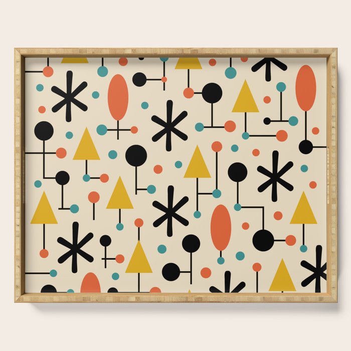 Retro Atomic Abstract Geometric Starburst Pattern Serving Tray Gallery Image 1