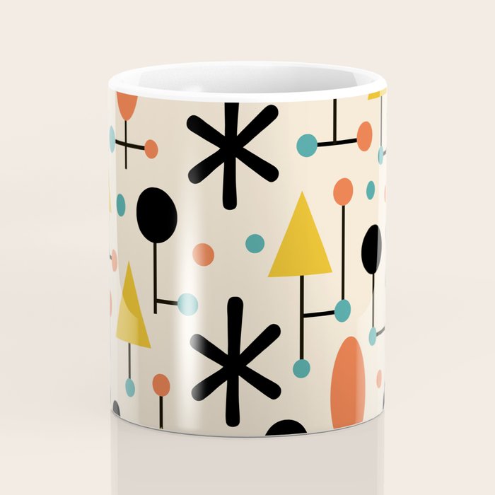 Retro Atomic Abstract Geometric Starburst Pattern Coffee Mug Gallery Image 4