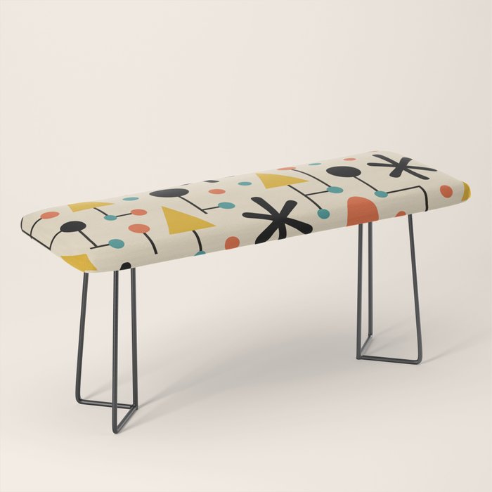 Retro Atomic Abstract Geometric Starburst Pattern Bench Gallery Image 1
