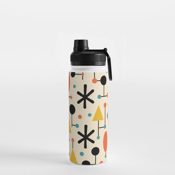 Retro Atomic Abstract Geometric Starburst Pattern Water Bottle Gallery Image 2