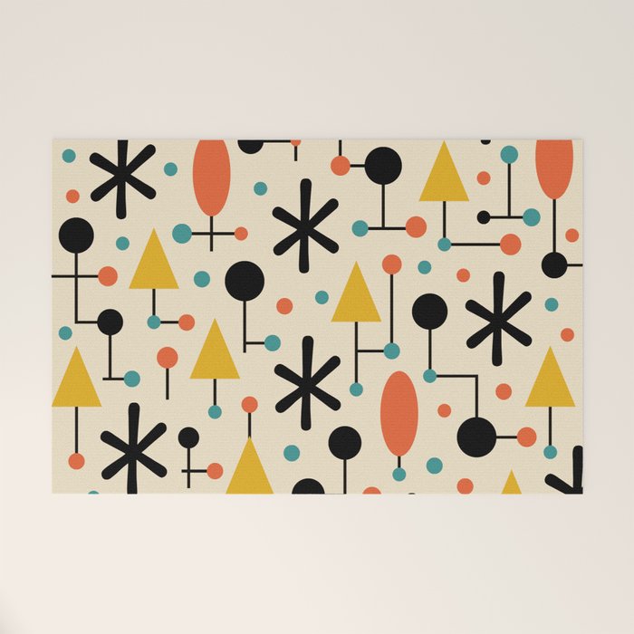 Retro Atomic Abstract Geometric Starburst Pattern Welcome Mat Gallery Image 1