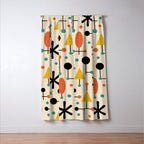 Retro Atomic Abstract Geometric Starburst Pattern Window Curtain Gallery Image 3