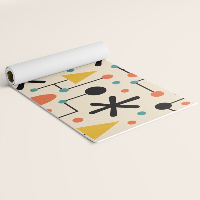Retro Atomic Abstract Geometric Starburst Pattern Yoga Mat Gallery Image 2