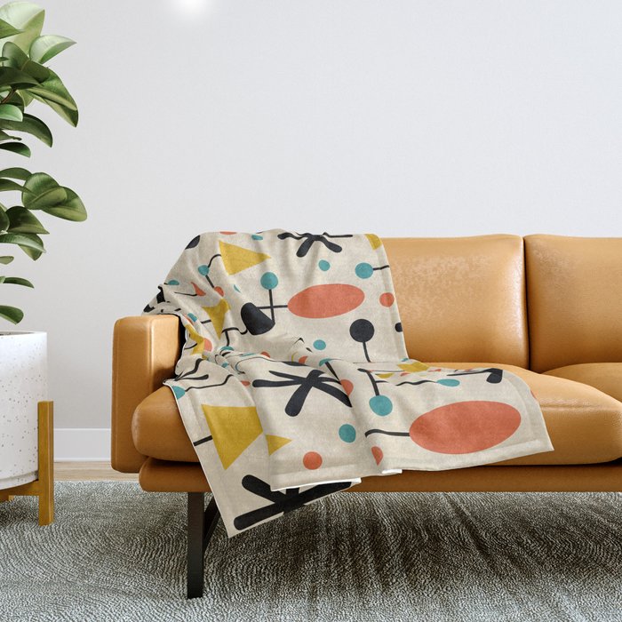 Retro Atomic Abstract Geometric Starburst Pattern Throw Blanket Gallery Image 1