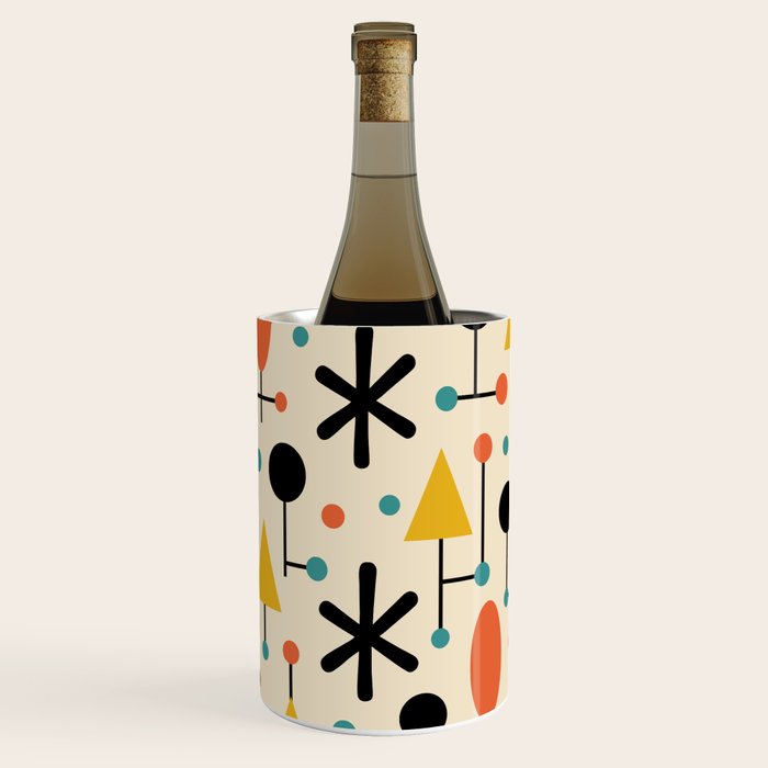 Retro Atomic Abstract Geometric Starburst Pattern Wine Chiller Gallery Image 1