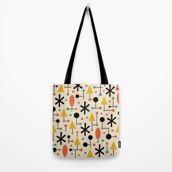 Retro Atomic Abstract Geometric Starburst Pattern Tote Bag Gallery Image 2
