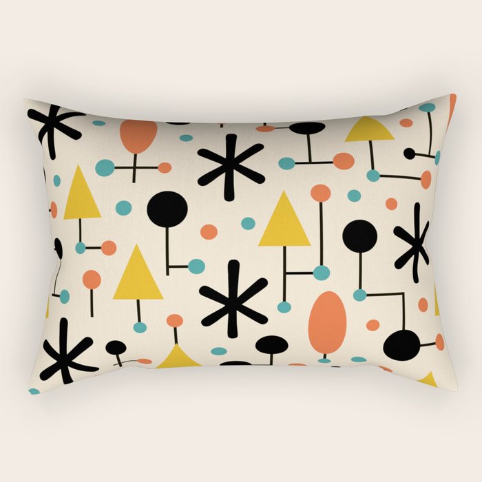 Retro Atomic Abstract Geometric Starburst Pattern Rectangular Pillow Gallery Image 1