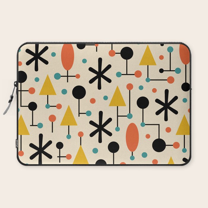 Retro Atomic Abstract Geometric Starburst Pattern Laptop Sleeve Gallery Image 2