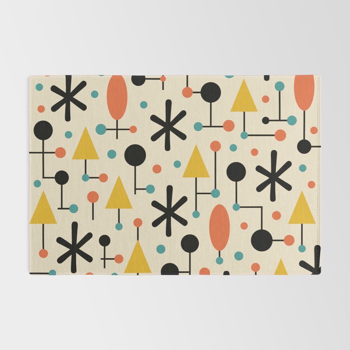 Retro Atomic Abstract Geometric Starburst Pattern Rug Gallery Image 2