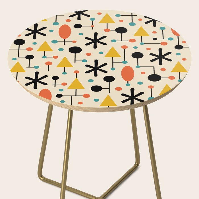 Retro Atomic Abstract Geometric Starburst Pattern Side Table Gallery Image 2