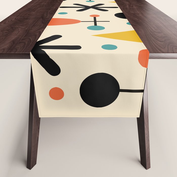 Retro Atomic Abstract Geometric Starburst Pattern Table Runner Gallery Image 1