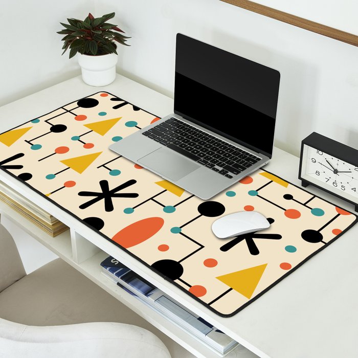 Retro Atomic Abstract Geometric Starburst Pattern Desk Mat Gallery Image 2