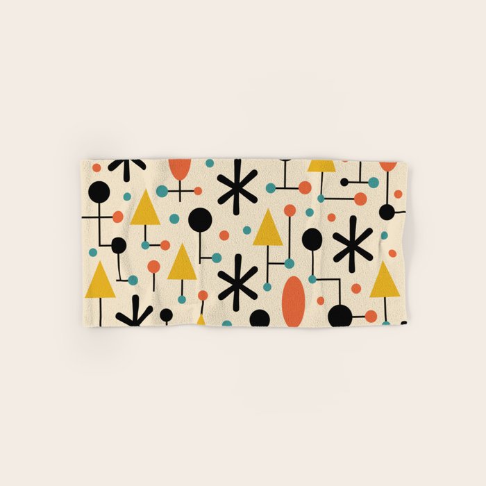 Retro Atomic Abstract Geometric Starburst Pattern Bath Towel Gallery Image 1