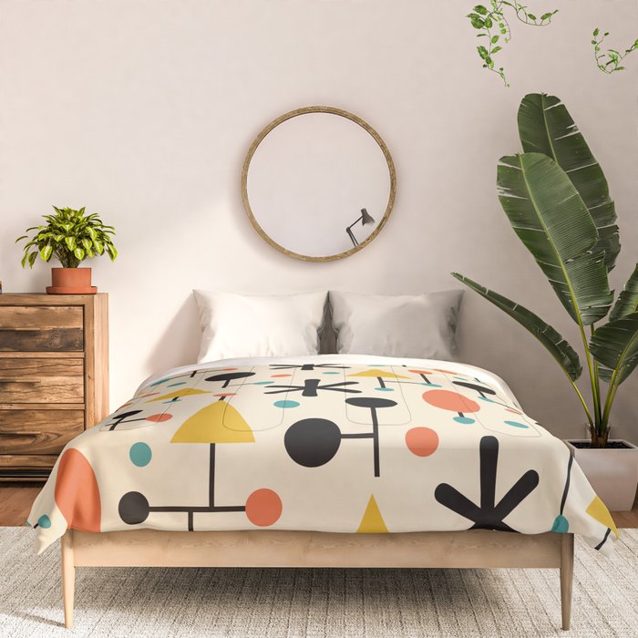 Retro Atomic Abstract Geometric Starburst Pattern Comforter Gallery Image 3