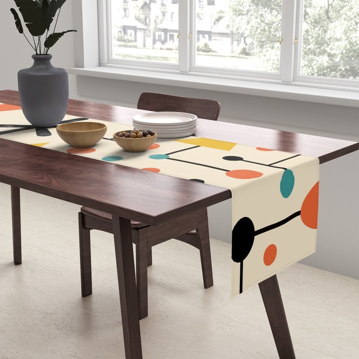 Retro Atomic Abstract Geometric Starburst Pattern Table Runner Gallery Image 2