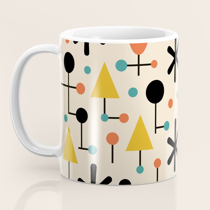 Retro Atomic Abstract Geometric Starburst Pattern Coffee Mug Gallery Image 3