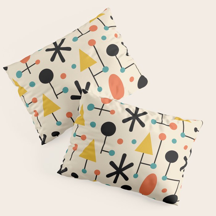 Retro Atomic Abstract Geometric Starburst Pattern Pillow Sham Gallery Image 3