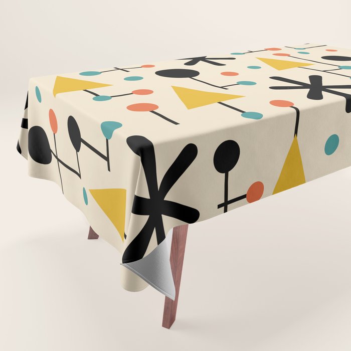 Retro Atomic Abstract Geometric Starburst Pattern Tablecloth Gallery Image 1