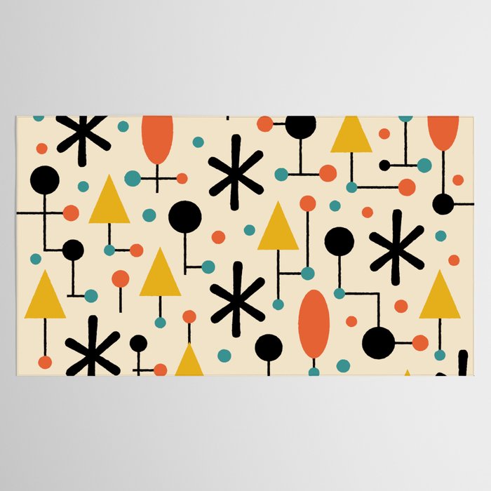 Retro Atomic Abstract Geometric Starburst Pattern Tablecloth Gallery Image 2