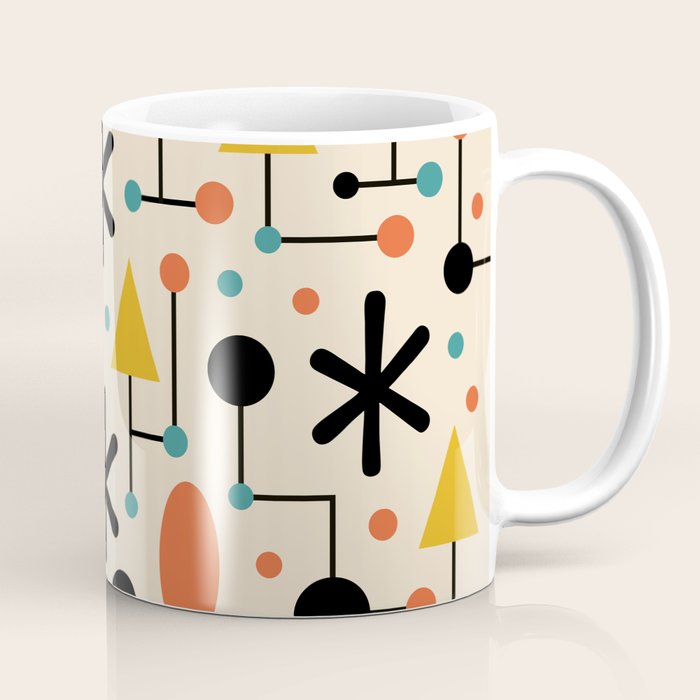 Retro Atomic Abstract Geometric Starburst Pattern Coffee Mug Gallery Image 1