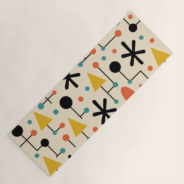 Retro Atomic Abstract Geometric Starburst Pattern Yoga Mat Gallery Image 1