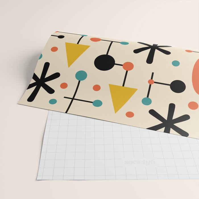 Retro Atomic Abstract Geometric Starburst Pattern Wrapping Paper Gallery Image 2