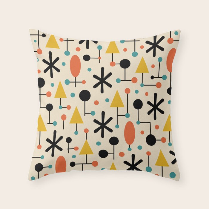 Retro Atomic Abstract Geometric Starburst Pattern Throw Pillow Gallery Image 6