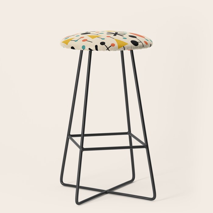 Retro Atomic Abstract Geometric Starburst Pattern Stool Gallery Image 1