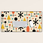 Retro Atomic Abstract Geometric Starburst Pattern Desk Mat Gallery Image 1
