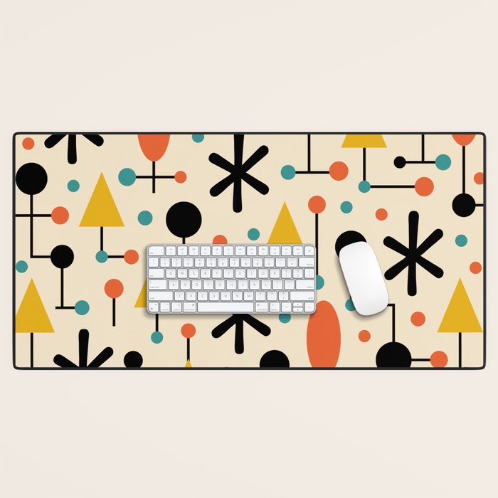 Retro Atomic Abstract Geometric Starburst Pattern Desk Mat Gallery Image 1