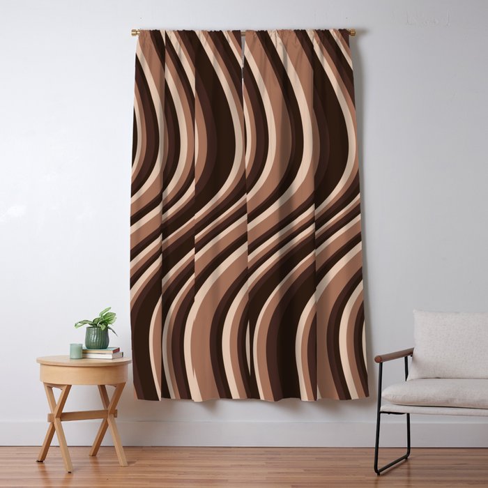 Wavy Stripes XLIX - Mocha Coffee Window Curtain Gallery Image 5