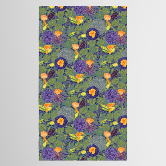 Forest Full of Wild Mushrooms in Sage & Plum Tablecloth Gallery Image 2