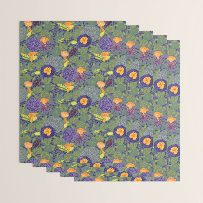 Forest Full of Wild Mushrooms in Sage & Plum Wrapping Paper Gallery Image 3